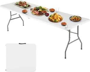 PayLessHere 6 Foot Folding Camping Table for Picnic Table Party Table White