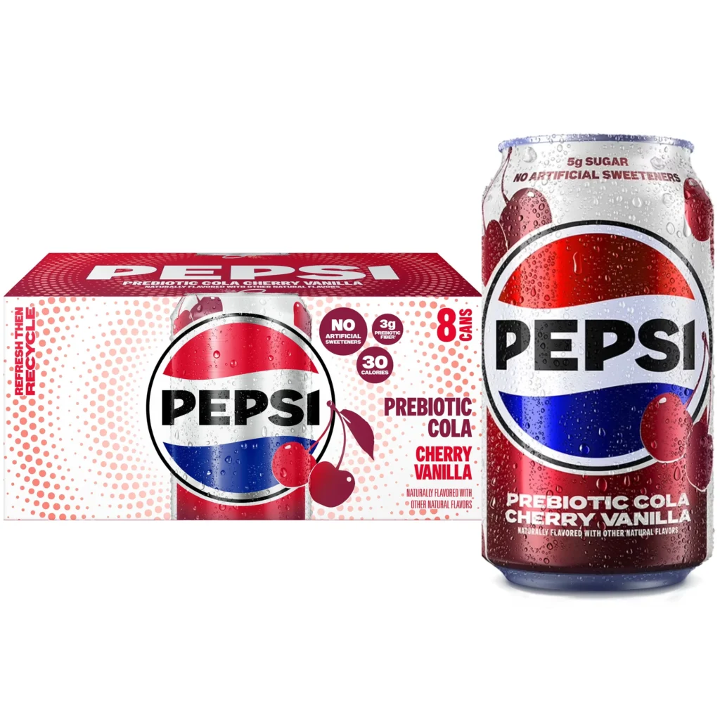 Pepsi 2 0 Cherry Vanilla Prebiotic Soda 12 fl oz 8 pack