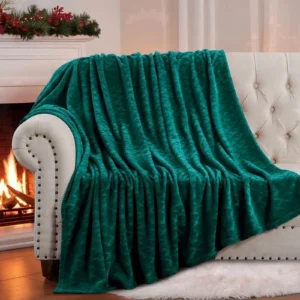RUIKASI Brushed Flannel Blanket Dark Green Throw Super Soft and Cozy Blankets All Season Use