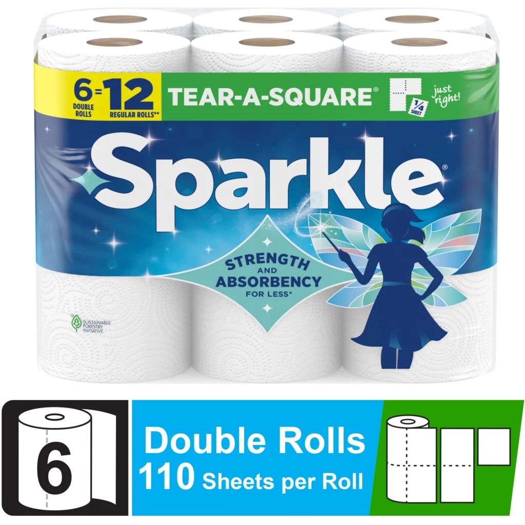 Sparkle Tear a Square Paper Towels 6 Double Rolls