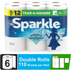Sparkle Tear a Square Paper Towels 6 Double Rolls