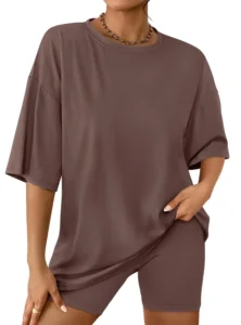 SUNBS Women s Lounge Set Summer Outfits 2025 Womens 2 Piece Sets Matching Clothing Oversized Tshirts Biker Short