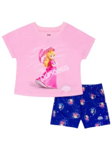 Super Mario Brothers Girls 2 Piece Short Sleeve and Short Pajama Set Sizes 4 12