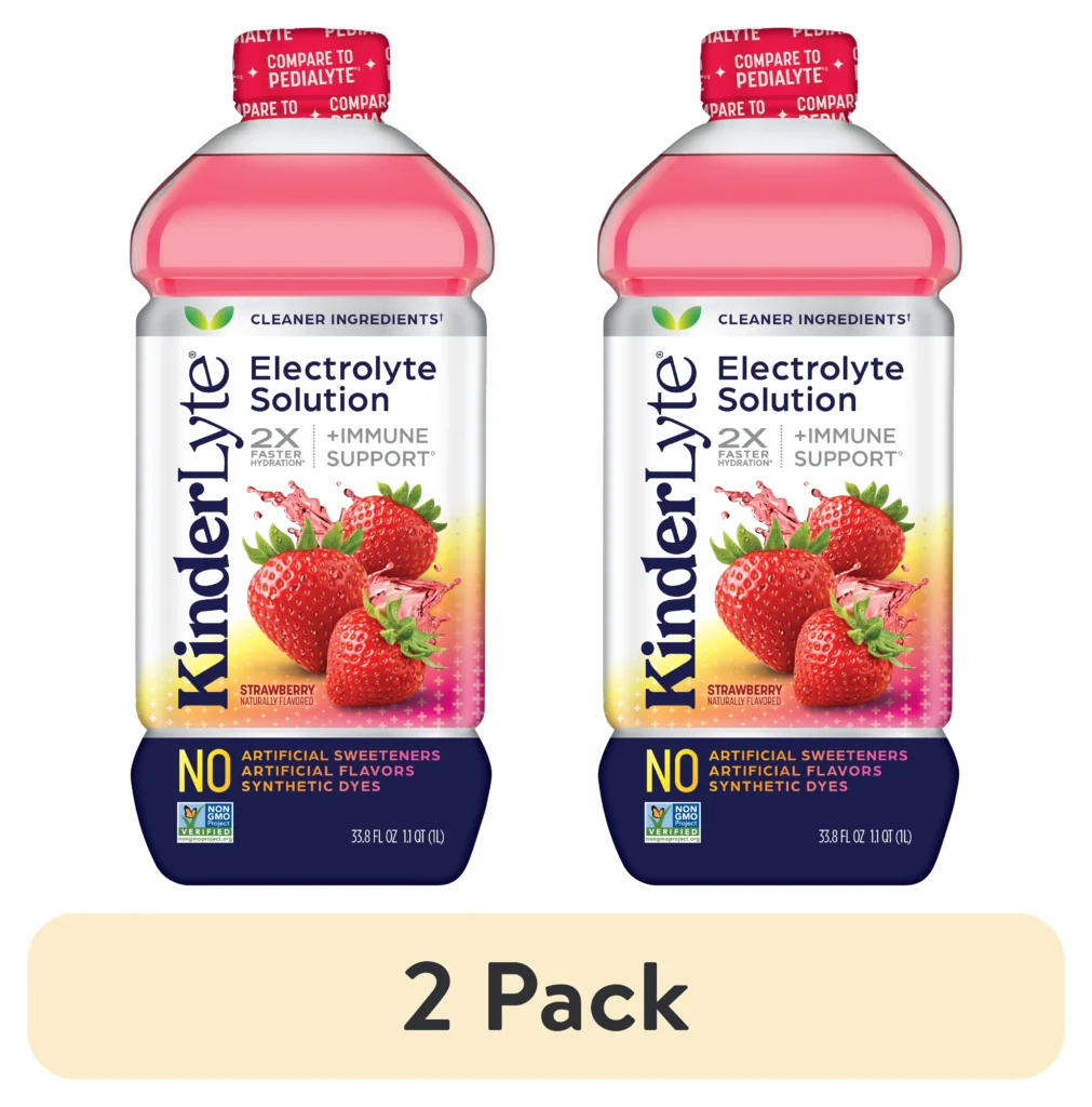 Kinderfarms Electrolyte Solution for Kids Adults – 2-Pack Strawberry 1L β close-up detail of design and finish