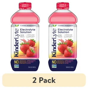 2 pack Kinderfarms KinderLyte Electrolyte Solution for Kids Adults Strawberry 1 Liter
