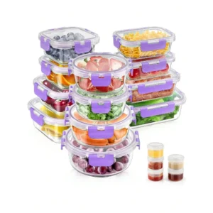 34pcs Glass Food Storage Containers Lids Set Airtight Meal Prep 17 17 Lids Leak Proof Lunch BPA Free Microwave Oven Freezer Dishwasher Safe