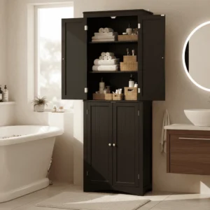 50″ Tall Bathroom Cabinet, Freestanding Bathroom Storage Cabinet with 4
