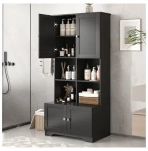 50″ Tall Bathroom Cabinet, Freestanding Bathroom Storage Cabinet with 4