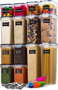 Airtight Food Storage Containers Set Vtopmart 14pcs Plastic Kitchen and Pantry Organization Canisters Black
