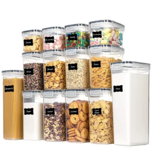 Airtight Food Storage Containers Set Vtopmart 14pcs Plastic Kitchen and Pantry Organization Canisters Black