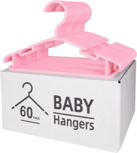 Allhall 60 Pcs Baby Hangers Kids Hangers Clothes Closet Spacing Saving Plastic Toddler Hanger Children Infant Nursery Child Hanger Ideal Boys Girls C
