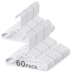 Allhall 60 Pcs Baby Hangers Kids Hangers Clothes Closet Spacing Saving Plastic Toddler Hanger Children Infant Nursery Child Hanger Ideal Boys Girls C