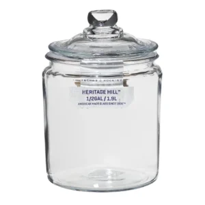 Anchor Hocking Heritage Hill Glass Jar with Lid – 1/2 Gallon
