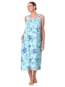 Aria Women’s 100% Cotton Sleeveless Long Nightgown – Sizes XS-5X