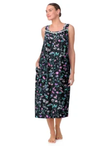 Aria Women’s 100% Cotton Sleeveless Long Nightgown – Sizes XS-5X