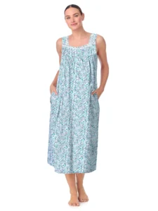Aria Women’s 100% Cotton Sleeveless Long Nightgown – Sizes XS-5X