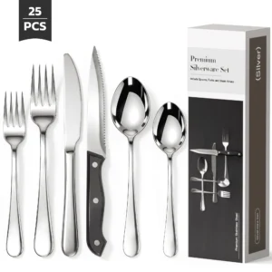 Astercook 25 Pieces Sliver Silverware Set