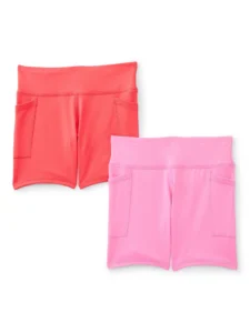 Athletic Works Girls Ribbed Biker Short 2 Pack – Sizes 4-18