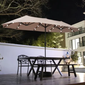 Autlaycil 13 Ft Solar LED Patio Umbrella – 36 Lights & Crank