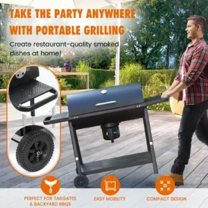 Avger 451.5 sq.in. Barrel Charcoal Grill – Portable Wheels