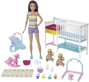 Barbie Skipper Babysitter Doll with Twin Nursery Playset Accessories