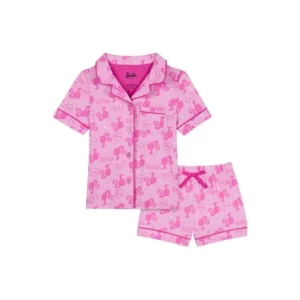 Barbie Toddler Girls 2-Piece Sleep Set – Button Front Top & Shorts