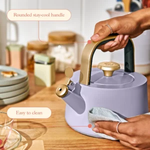Beautiful 1 8L Ceramic Non Stick Stovetop Tea Kettle Sage Green by Drew Barrymore