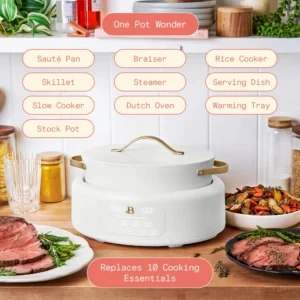 Beautiful 10-in-1 6Qt Electric Multi Cooker – White Icing Design