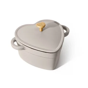 Beautiful 2QT Cast Iron Heart Dutch Oven – Porcini Taupe