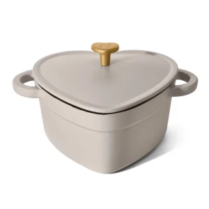 Beautiful 2QT Cast Iron Heart Dutch Oven – Porcini Taupe