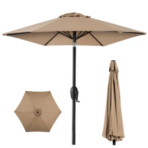 Best Choice Products 7 5ft Heavy Duty Outdoor Market Patio Umbrella w Push Button Tilt Easy Crank Ivory