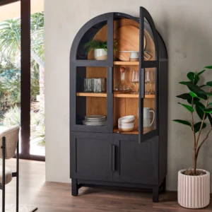 Better Homes Gardens Juliet Arc Cabinet – Solid Wood, Black Finish