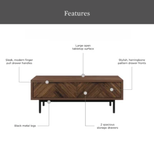 Better Homes & Gardens Wyatt Geo Coffee Table – Modern Storage, Walnut Brown