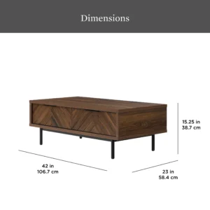 Better Homes & Gardens Wyatt Geo Coffee Table – Modern Storage, Walnut Brown
