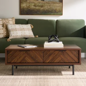 Better Homes & Gardens Wyatt Geo Coffee Table – Modern Storage, Walnut Brown