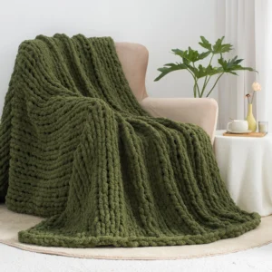 BHG Chunky Knit Throw in Deep Green – Cozy Home Accent