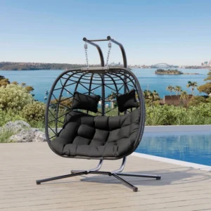 Bifanuo Double Wicker Egg Chair Swing – 700LBS Capacity with Stand
