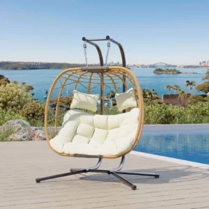 Bifanuo Double Wicker Egg Chair Swing – 700LBS Capacity with Stand