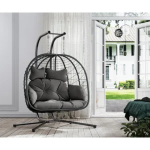 Bifanuo Double Wicker Egg Chair Swing – 700LBS Capacity with Stand