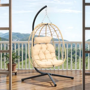 Bifanuo Hammock Chair with Removable Cushions Yellow and Black
