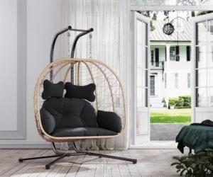 Bifanuo Hammock Chair with Removable Cushions – Yellow & Black Comfort