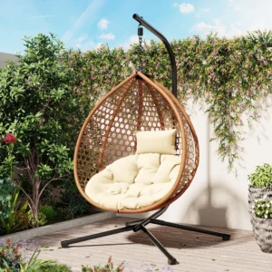 Bifanuo Hammock Chair with Removable Cushions – Yellow & Black Comfort