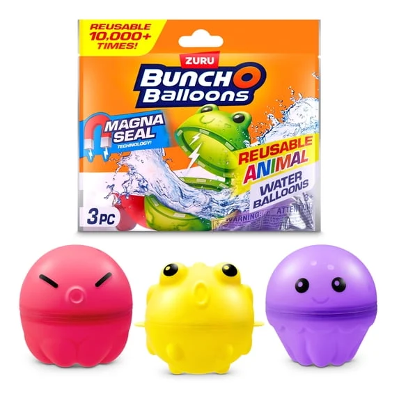 Bunch O Balloons Reusable Animal Water Balloons – 3 Pack Mixed