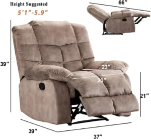 CANMOV Fabric Recliner Camel – Padded Armrests & Smooth Recline