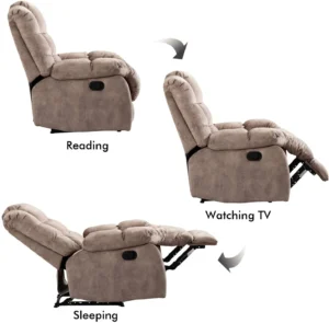CANMOV Fabric Recliner Camel – Padded Armrests & Smooth Recline