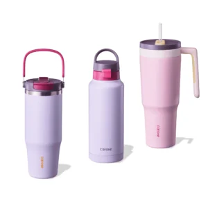CAROTE 3 Pack Insulated Stainless Steel Water Bottles Upgraded Leakproof Tech Car Holder Fit Scratch Resistant 34 24 24 oz Heart Paradise Straw Tumbl