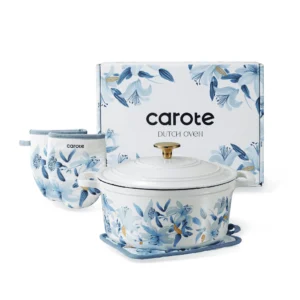 Carote Flower Dutch Oven with Gloves & Pot Pad – Stylish & Durable