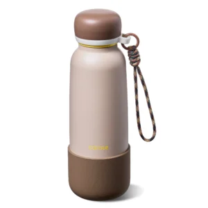 CAROTE Insulated 2-Pack Water Bottles – 16oz Straw Lid, Pink Peach