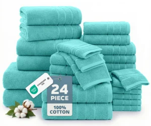 Casa Platino Quick Dry 24-Piece Towel Set – Aqua Sky