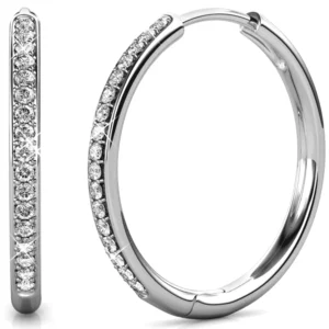 Cate Chloe 18k White Gold Hoop Earrings – Swarovski Crystal Luxury